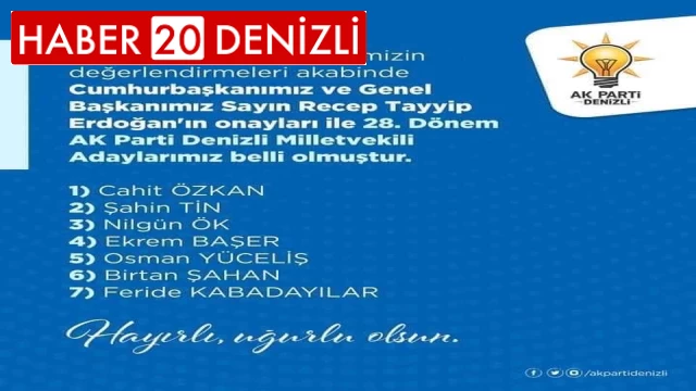 AK PARTİ 28'inci dönem Denizli milletvekili adayları belli oldu