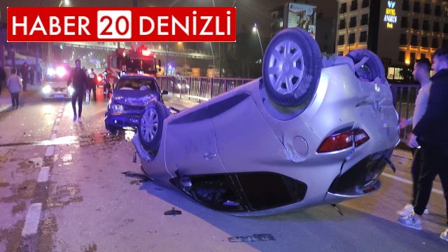 Bariyere çarpan otomobil ters döndü: 1 yaralı