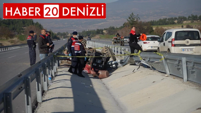 İki bariyer arasına devrilen traktörün sürücüsü hayatını kaybetti