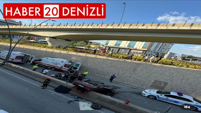 Viyadükten düşen otomobilde 2 kişi yaralandı