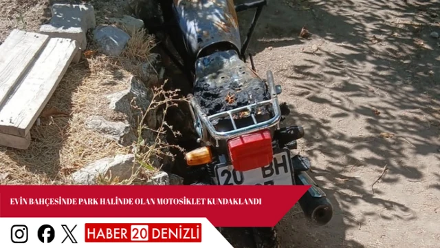 Evin bahçesinde park halinde olan motosiklet kundaklandı