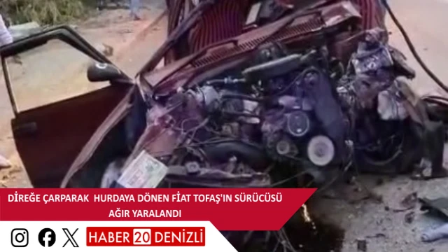 Direğe çarparak hurdaya dönen Fiat Tofaş'ın sürücüsü ağır yaralandı