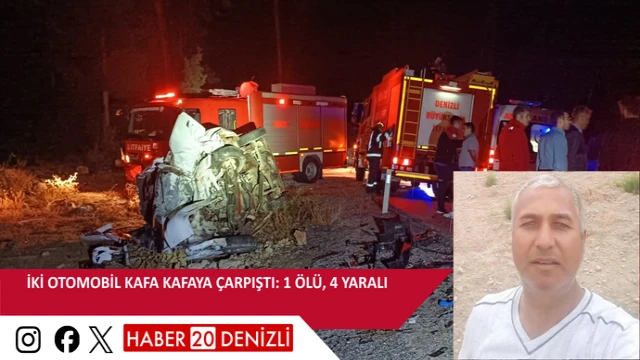 İki otomobil kafa kafaya çarpıştı: 1 ölü, 4 yaralı