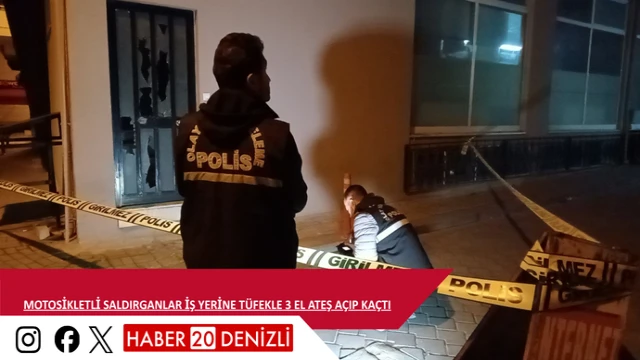 Motosikletli saldırganlar iş yerine tüfekle 3 el ateş açıp kaçtı