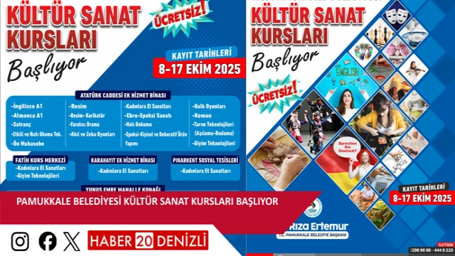 PAMUKKALE BELEDİYESİ KÜLTÜR SANAT KURSLARI BAŞLIYOR