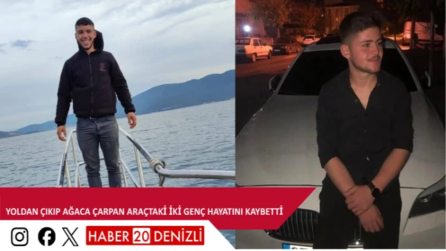 Yoldan çıkıp ağaca çarpan araçtaki iki genç hayatını kaybetti