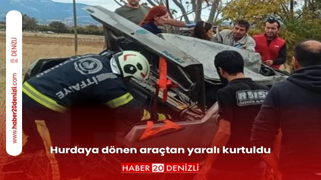 Hurdaya dönen araçtan yaralı kurtuldu