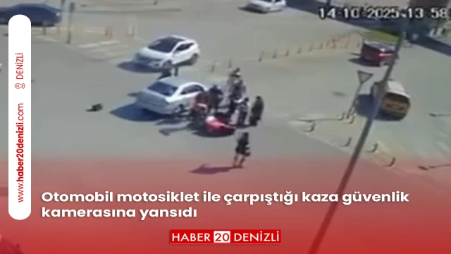 Otomobil motosiklet ile çarpıştığı kaza güvenlik kamerasına yansıdı