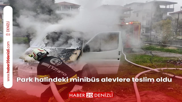 Park halindeki minibüs alevlere teslim oldu