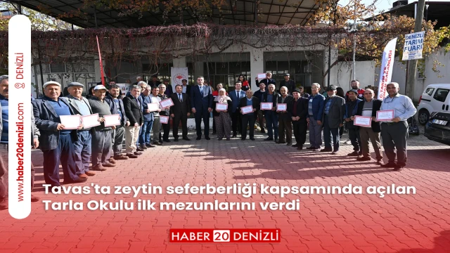 Tavas'ta zeytin seferberliği kapsamında açılan Tarla Okulu ilk mezunlarını verdi