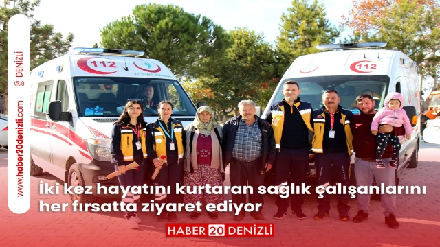 İki kez hayatını kurtaran sağlık çalışanlarını her fırsatta ziyaret ediyor