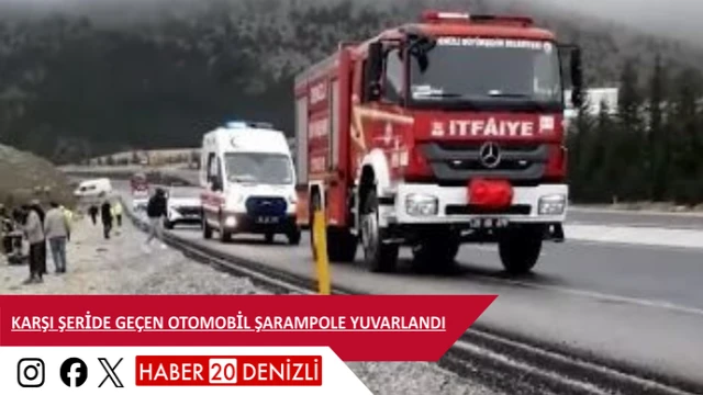 Karşı şeride geçen otomobil şarampole yuvarlandı