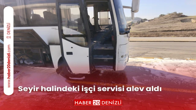 Seyir halindeki işçi servisi alev aldı