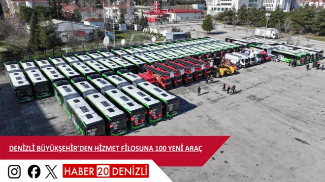 Denizli Büyükşehir’den hizmet filosuna 100 yeni araç