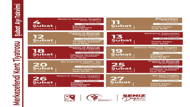 Merkezefendi Kent Tiyatrosu'nun Şubat ayı oyun takvimi yayınlandı