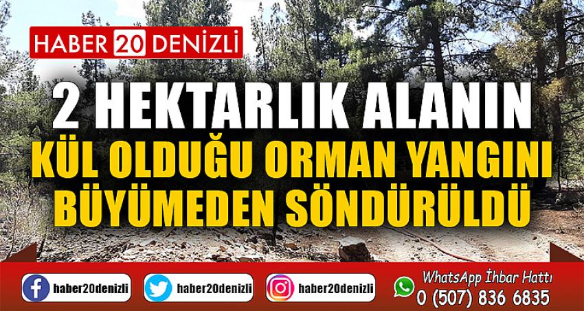 2 hektarlık alanın kül olduğu orman yangını büyümeden söndürüldü