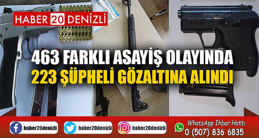 463 farklı asayiş olayında 223 şüpheli gözaltına alındı