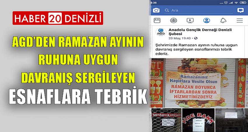 AGD’DEN RAMAZAN AYININ RUHUNA UYGUN DAVRANIŞ SERGİLEYEN ESNAFLARA TEBRİK