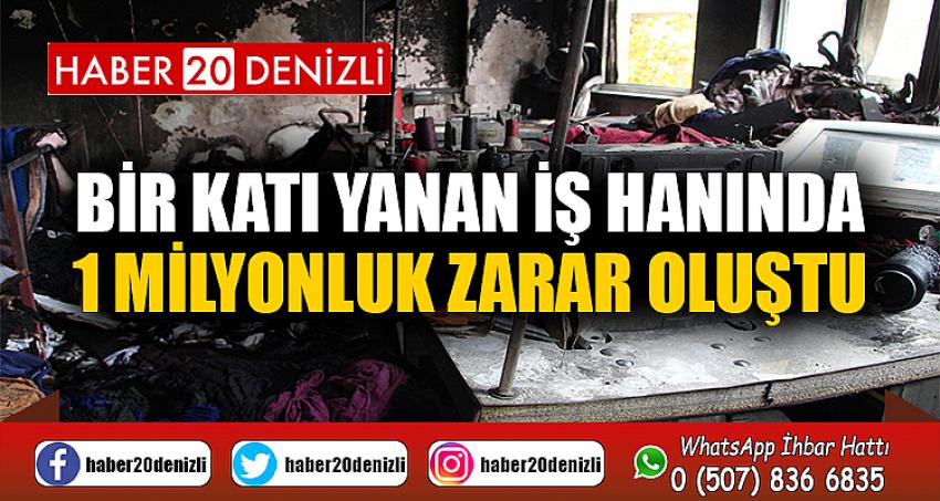 Bir katı yanan iş hanında 1 milyonluk zarar oluştu