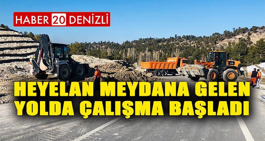 Heyelan Meydana Gelen Yolda Çalışma Başladı