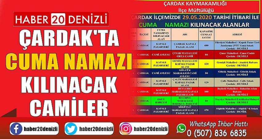 ÇARDAK'TA CUMA NAMAZI KILINACAK CAMİLER