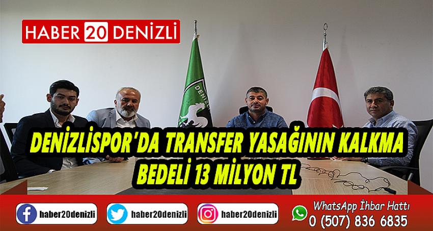 Denizlispor’da transfer yasağının kalkma bedeli 13 milyon TL