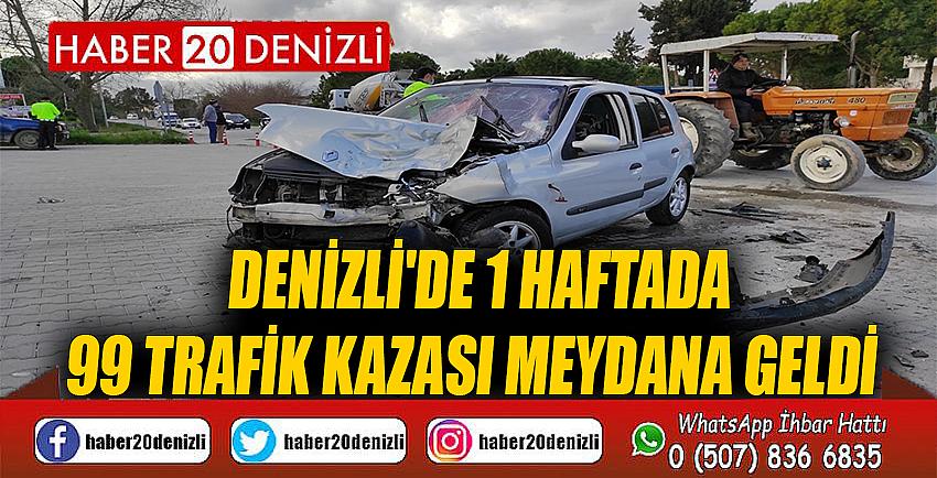 Denizli'de 1 haftada 99 trafik kazası meydana geldi