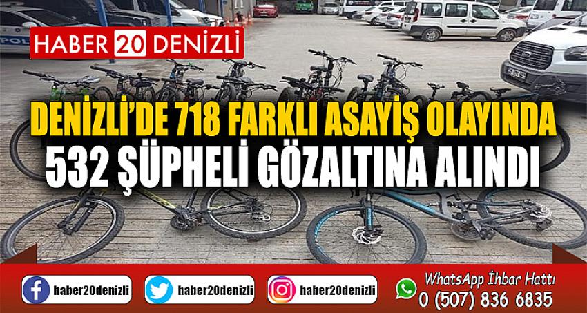 Denizli’de 718 farklı asayiş olayında 532 şüpheli gözaltına alındı