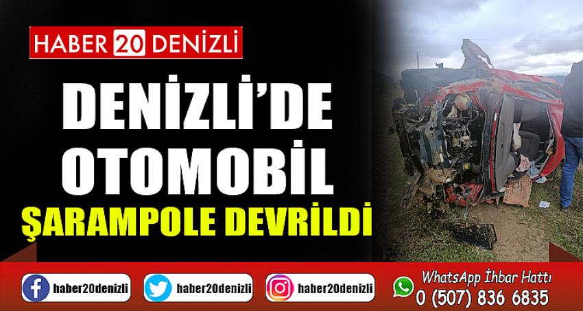 Denizli’de otomobil şarampole devrildi