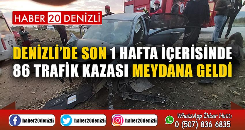 Denizli’de son 1 hafta içerisinde 86 trafik kazası meydana geldi