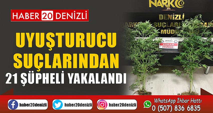 Denizli’de uyuşturucu suçlarından 21 şüpheli yakalandı