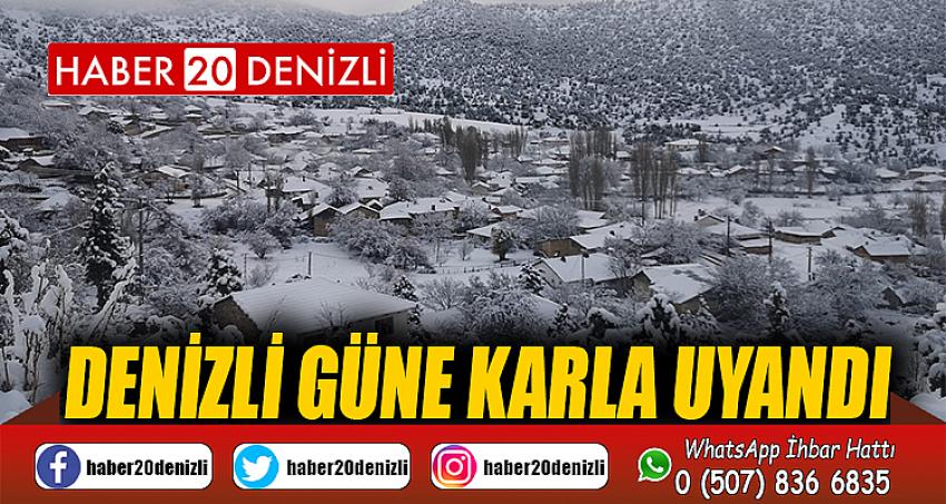 Denizli güne karla uyandı