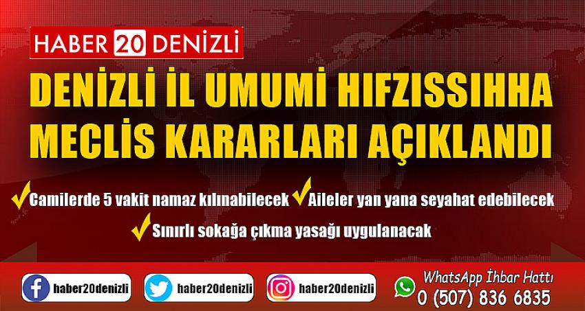 Denizli İl Umumi Hıfzıssıhha Meclis Kararları Açıklandı