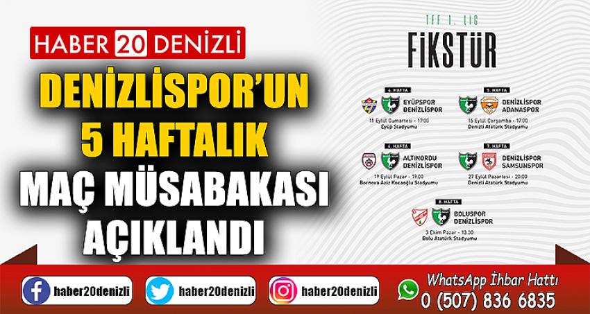 Denizlispor’un 5 haftalık maç müsabakası açıklandı