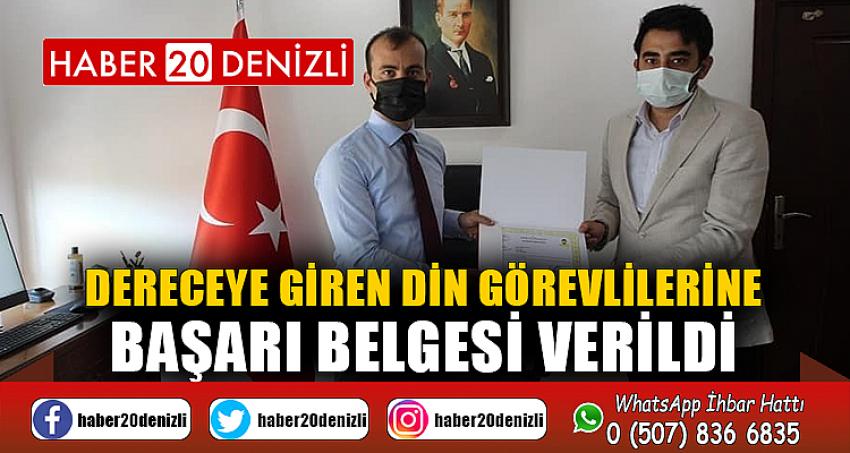 Dereceye giren din görevlilerine başarı belgesi verildi