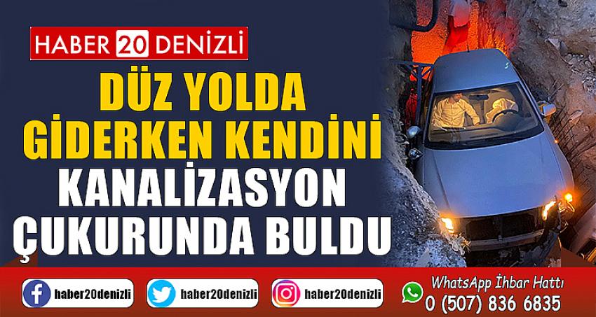 Düz yolda giderken kendini kanalizasyon çukurunda buldu