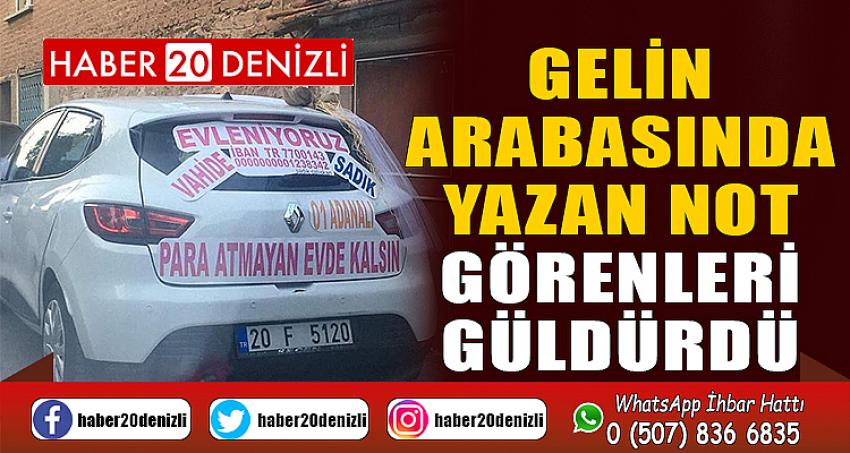 Gelin arabasında yazan not görenleri güldürdü