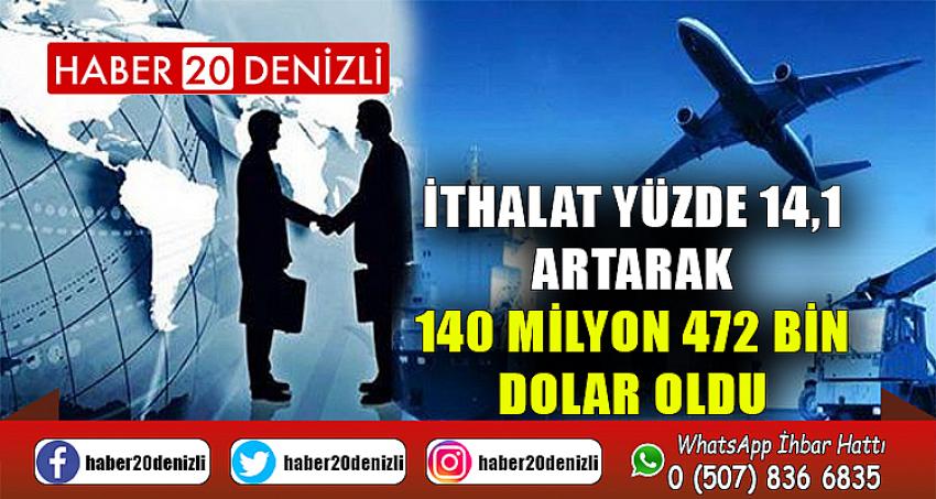 İthalat yüzde 14,1 artarak 140 milyon 472 bin dolar oldu