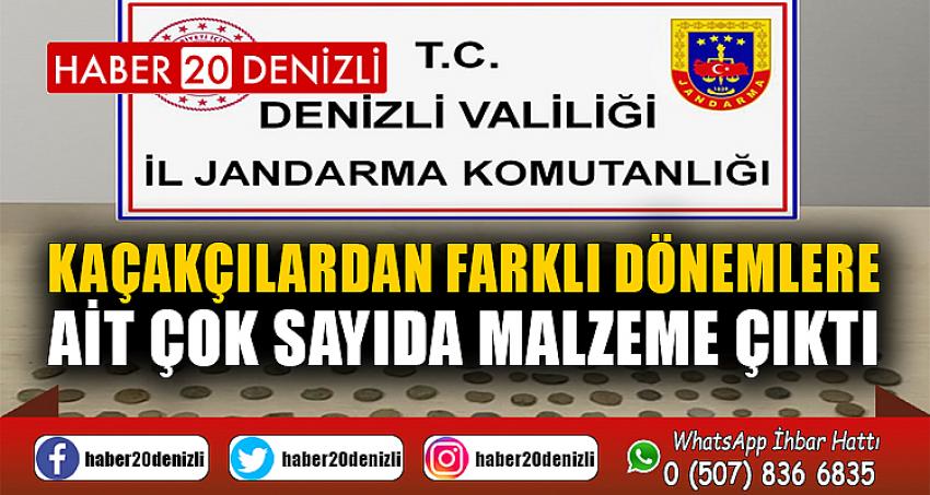 Kaçakçılardan farklı dönemlere ait çok sayıda malzeme çıktı