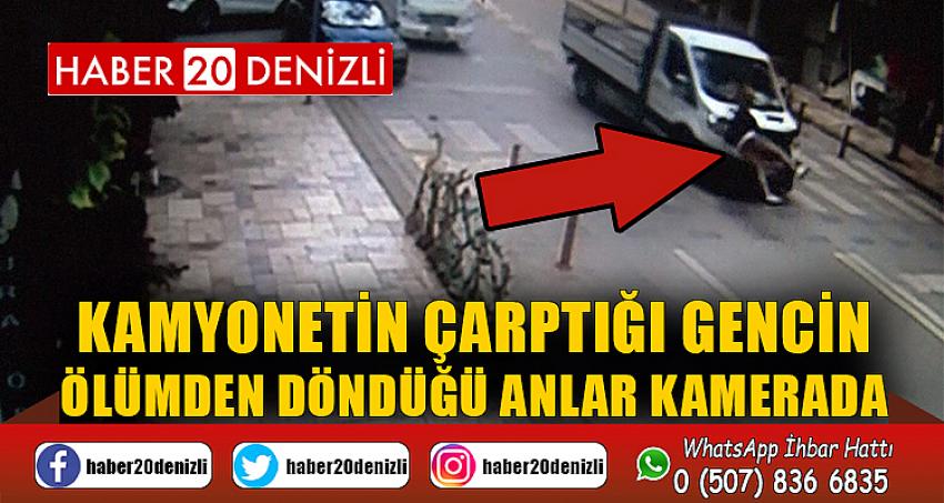 Kamyonetin çarptığı gencin ölümden döndüğü anlar kamerada
