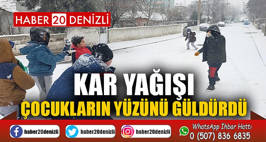 Kar yağışı çocukların yüzünü güldürdü