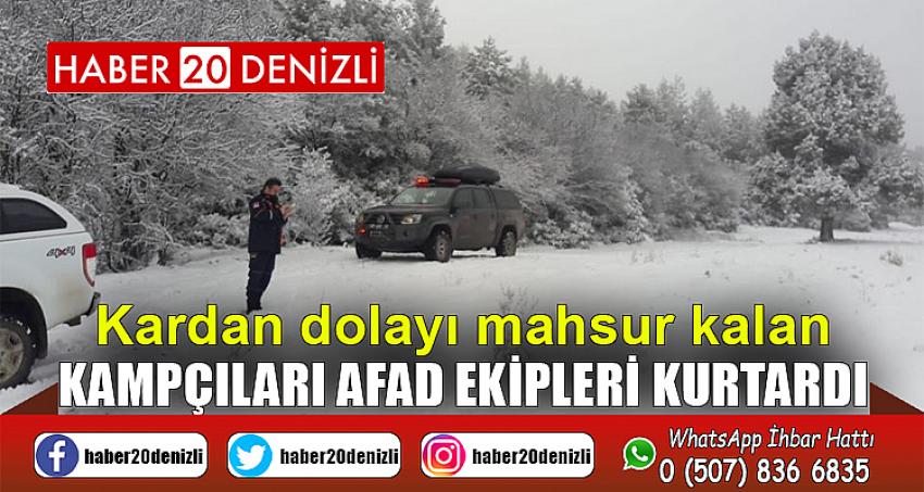 Kardan dolayı mahsur kalan kampçıları AFAD ekipleri kurtardı