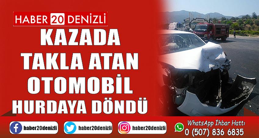 Kazada takla atan otomobil hurdaya döndü