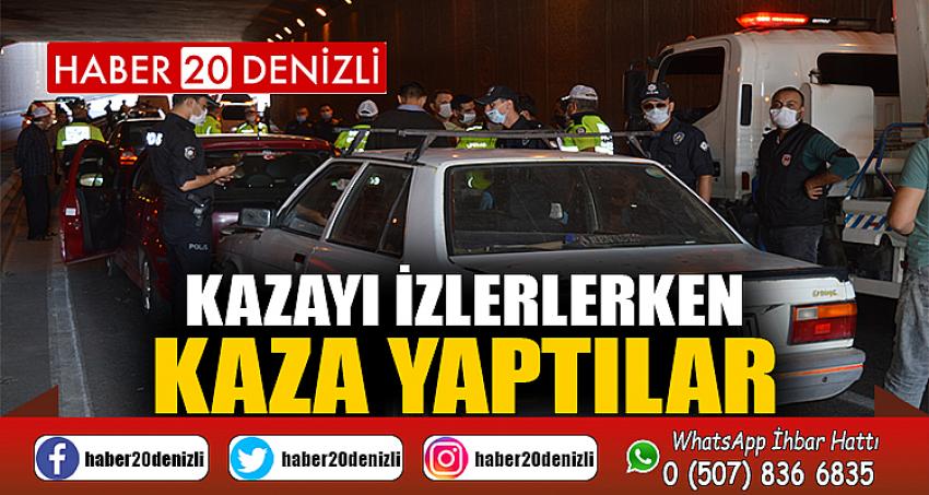 Kazayı izlerlerken kaza yaptılar