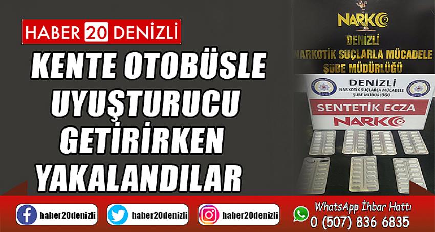 Kente otobüsle uyuşturucu getirirken yakalandılar