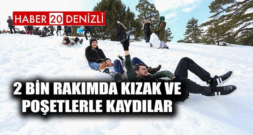 2 Bin Rakımda Kızak ve Poşetlerle Kaydılar