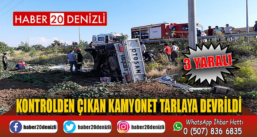 Kontrolden çıkan kamyonet tarlaya devrildi