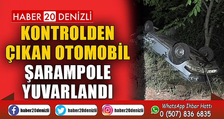 Kontrolden çıkan otomobil şarampole yuvarlandı