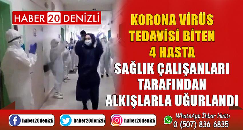 Korona virüs tedavisi biten 4 hasta sağlık çalışanları tarafından alkışlarla uğurlandı