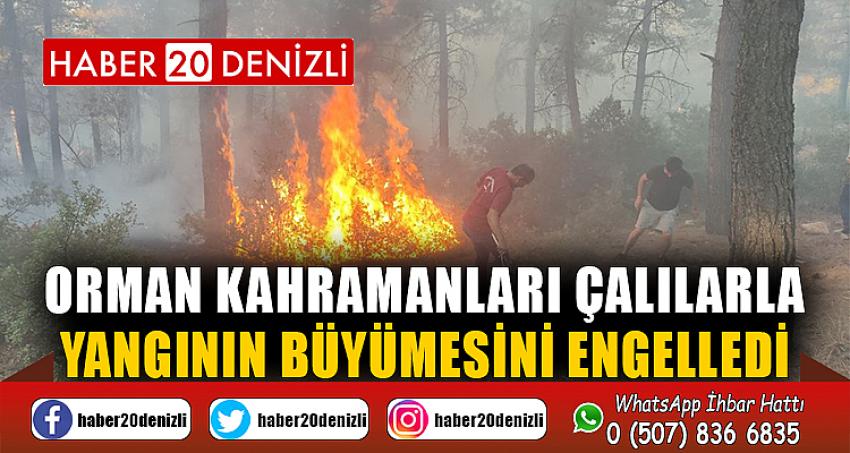 Orman kahramanları çalılarla yangının büyümesini engelledi